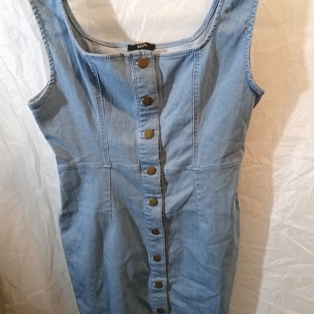 BLASHE Blue Denim Stretchy Bodycon Mini Dress Women’s Size XL Sleeveless